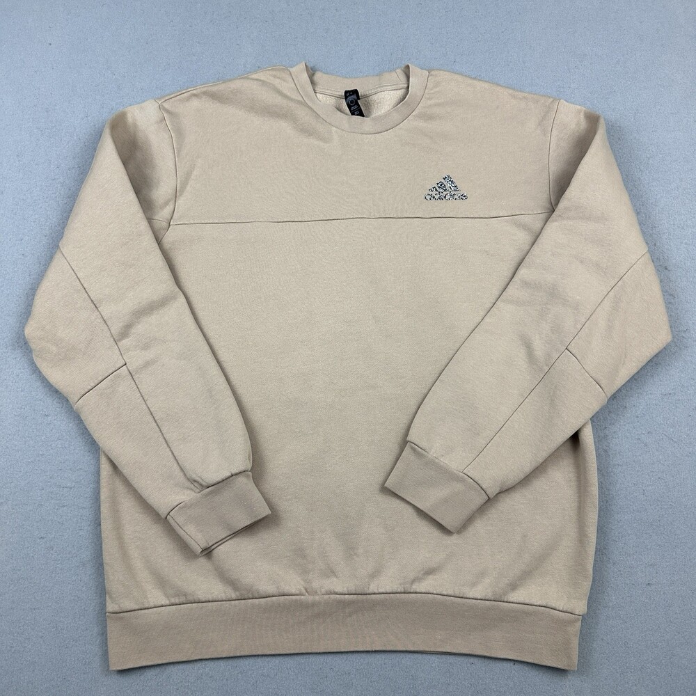 Adidas Sweatshirt Men Medium Beige Pullover Trefoil Logo Jumper Crew Neck M